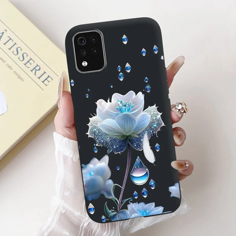 New Cute Cartoon Floral Phone Case, Black Silicone Soft Cover