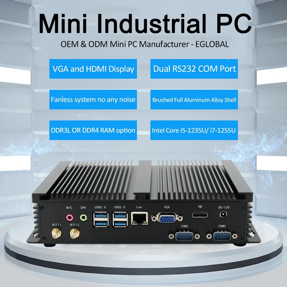 

EGLOBAL 10th Gen i7 1165G7 Industrial Mini PC Windows11 32G RAM 1TB SSD Dual Dispaly Desktop Computer RJ45 LAN COM Mini Compter