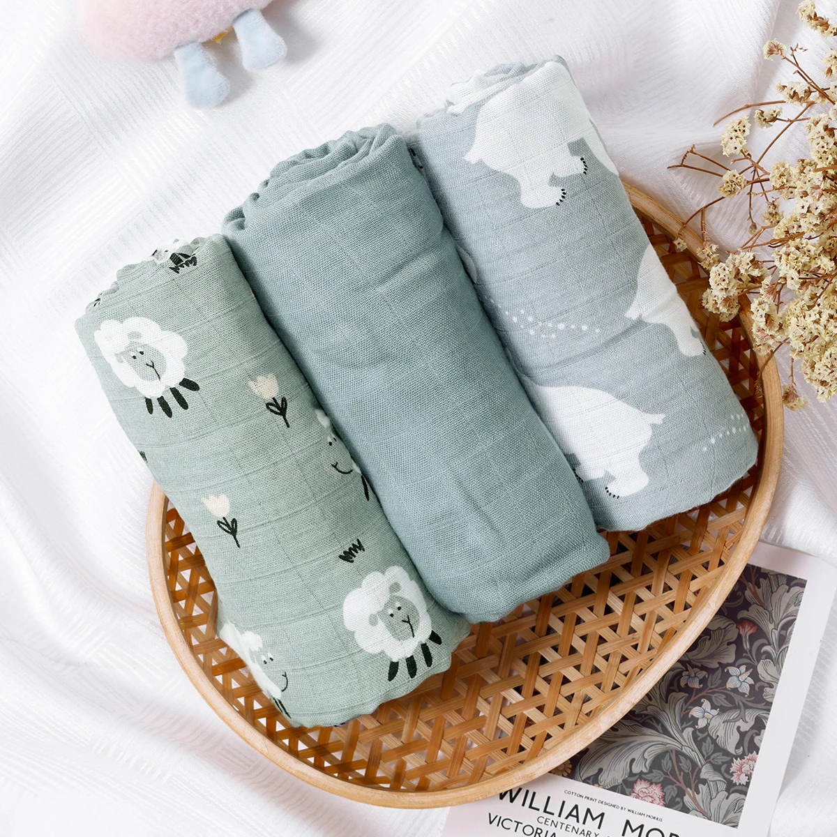 Bamboo Cotton Baby Muslin Swaddle Blanket Newborn Wrap Infant Quilt 120x110cm 3pcs Pack cotton blanket,cotton gauze blanket,cotton muslin blanket,cotton swaddle,swaddle blanket,custom blanket