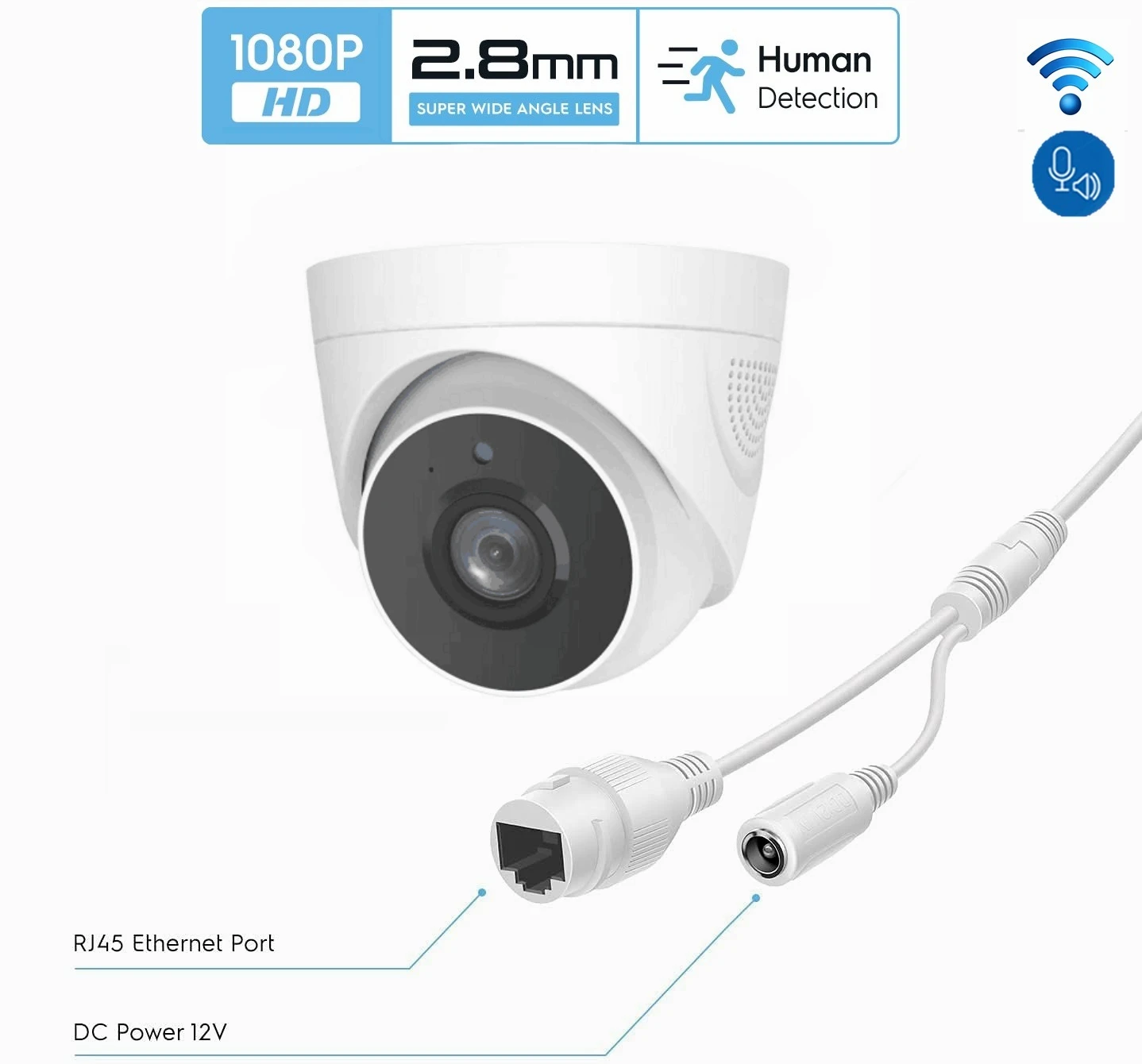 1080P WiFi Security Camera 2MP dome Indoor Wireless IP Camera Supports Two-way Talk Home Video Surveillance System