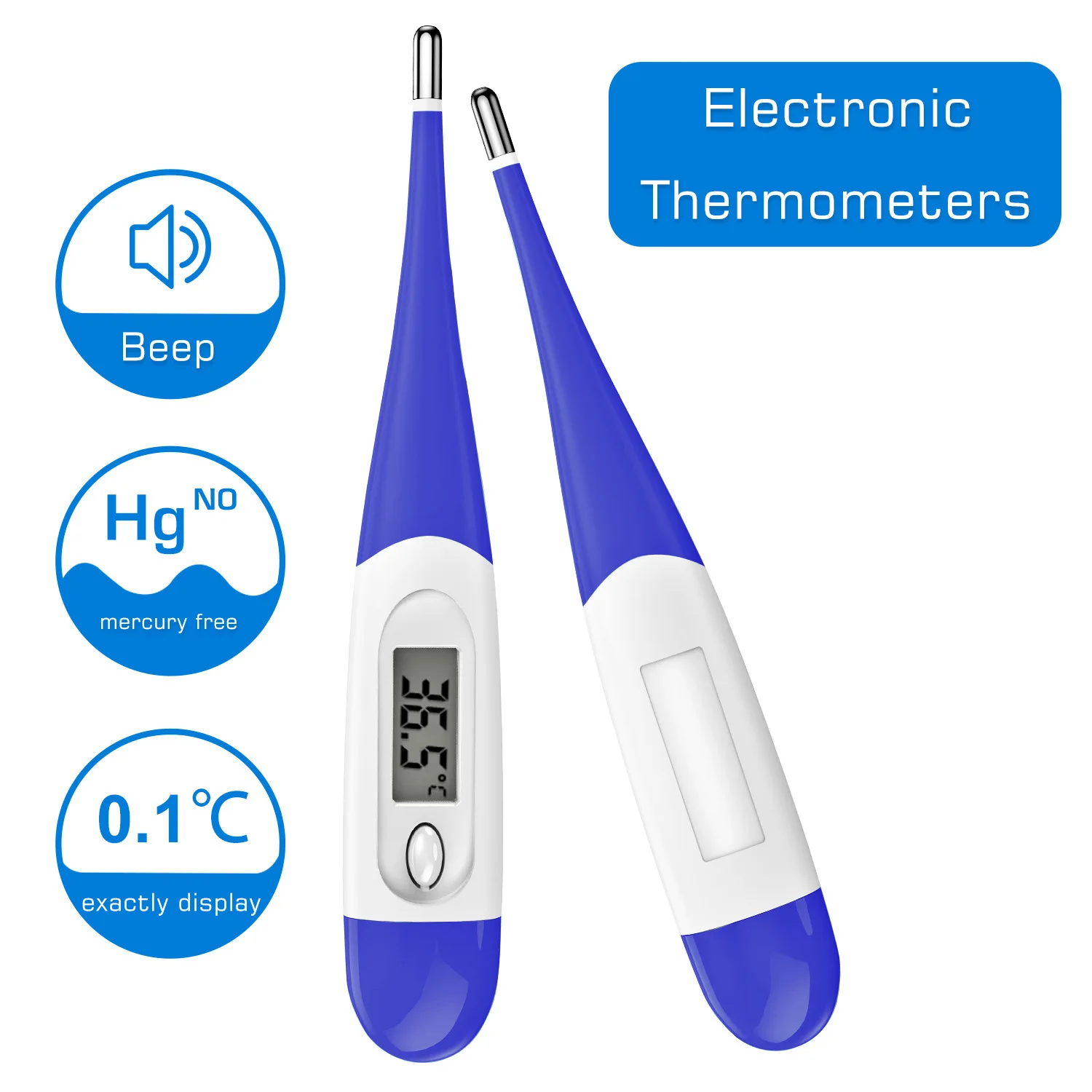 Digital Thermometer Soft Tip Waterproof Electronic Thermometer Medical LCD Baby Child Adult Electronic Digital Body Portable Thermometer