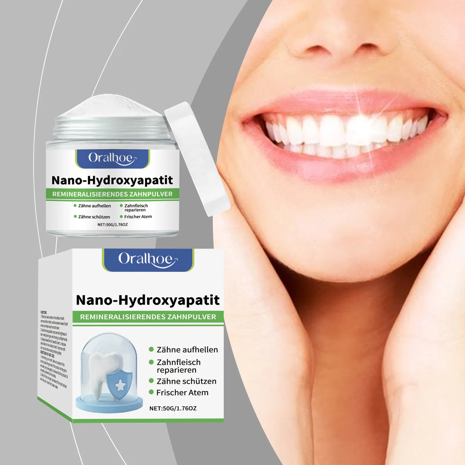 Polvere Sbiancante per Denti, Pulizia Profonda, Rimozione Placca e Macchie Gialle, Sbiancamento Denti, Alito Fresco, Non Irritante, Cura Orale - immagine 3