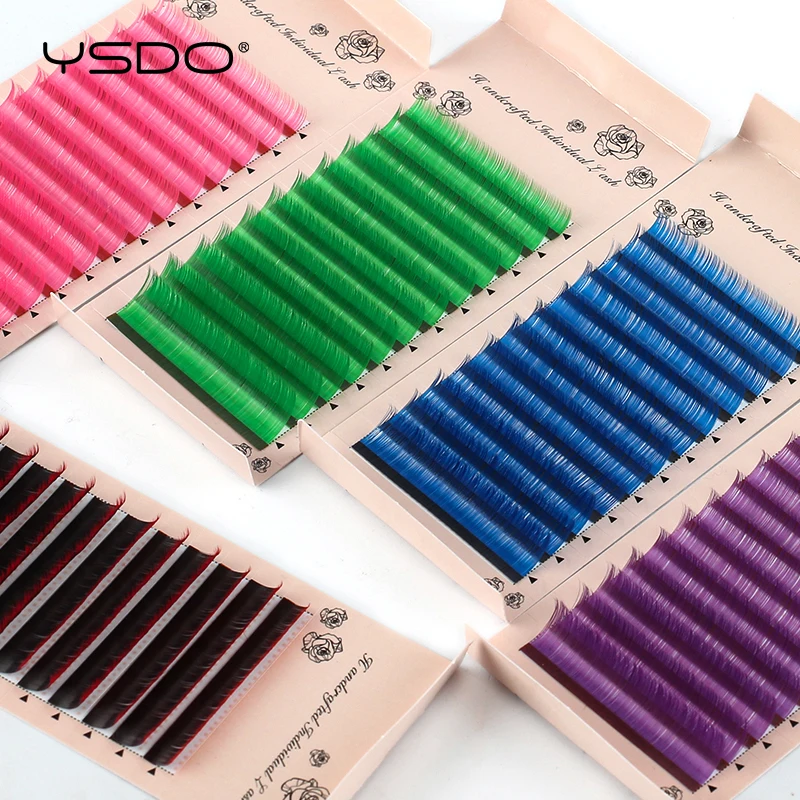 Mink Faux Individual Colorful Eyelashes Extension C D Curl
