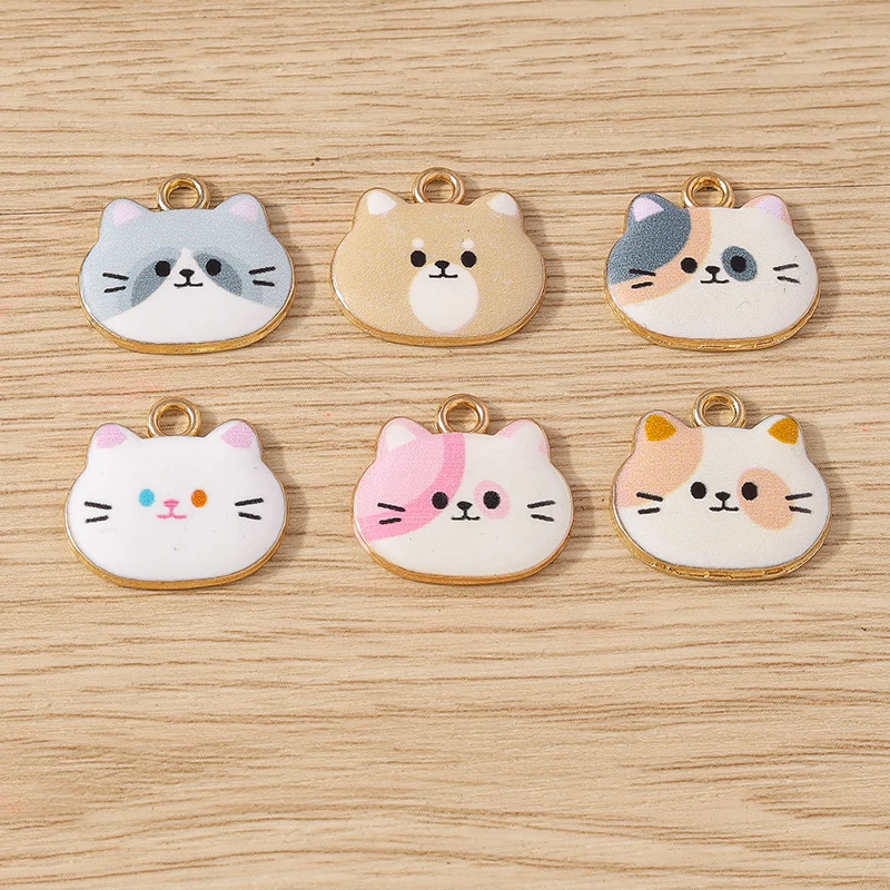 10 Stück Cartoon Tier Charms Emaille Katze Charms Anhänger für Schmuckherstellung Tropfen Ohrringe Halsketten Armbänder DIY Bastelbedarf – Detail 2