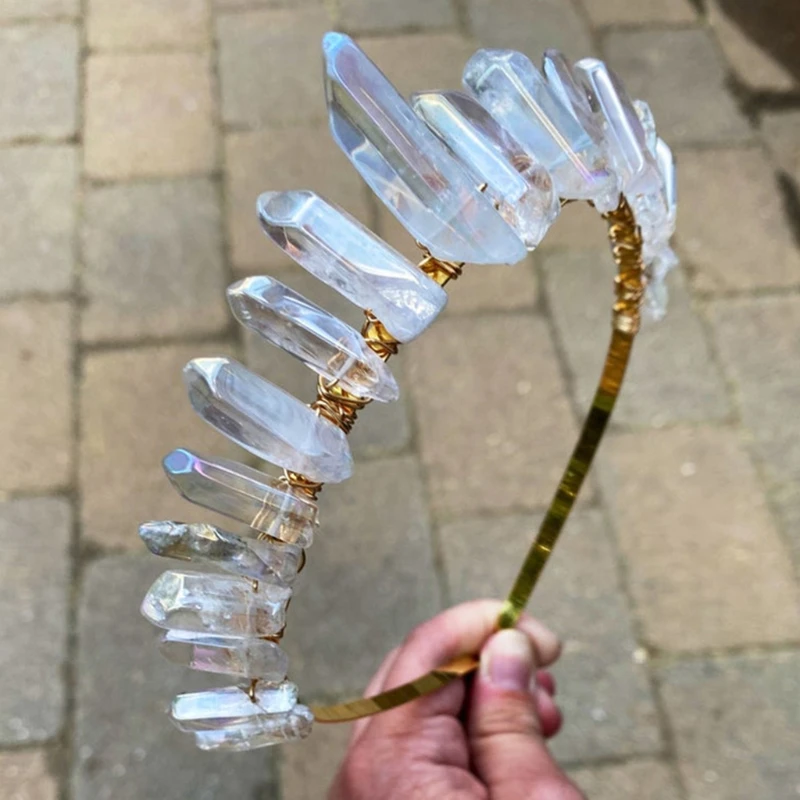 for Raw Crystal Natural for Rhinestone Stone Alloy Headband Moon Party Gift Witchcraft Accessories Hair Accessorie