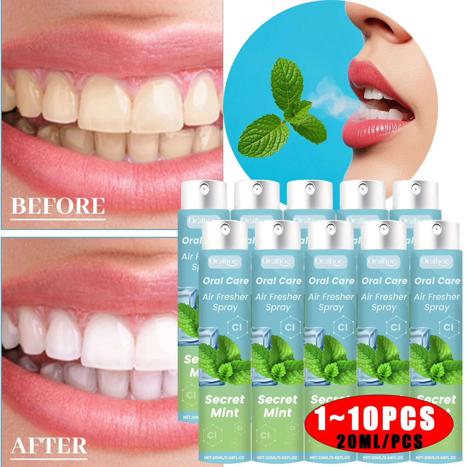 Mouth Freshener Spray Mint Long Lasting Oral Spray Remove Bad Breath Portable Breath Fresh Refreshing Oral Care Cleaning
