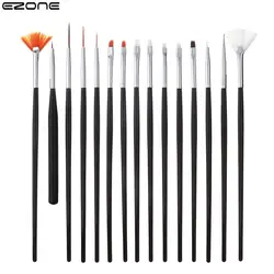 Zone – lot de 15 pinceaux de différentes tailles, stylo à crochet, ligne, peinture à ongles, fournitures d'art multifonctionnelles, papeterie pour étudiants de haute qualité 