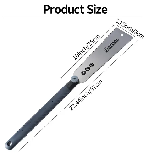 Japanese Pull Saw - 265mm SK-5 Steel Blade, 14 TPI Fine Teeth, Flush & Deep Cut For Woodworking