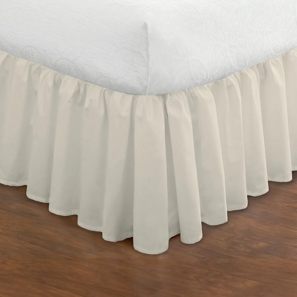 

Traditiol Off White Ruffled Polyester Bed Skirt, King Premium Hotel Quality Wrinkle Free, Fade Resistant Color