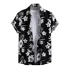 Retro Hawaiian Flower Shirt For Men Summer 3d Print Plants Leaves Short Sleeves Button Down Shirts Beach Tops Blouse Clothes 1