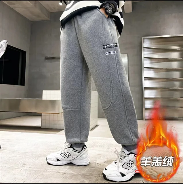 الأولاد الشتاء السراويل الدافئة الأطفال أفخم المخملية سراويل قطنية كبيرة الاطفال مبطن الثلوج Sweatpants المراهقين سميكة ملابس كاجوال 2