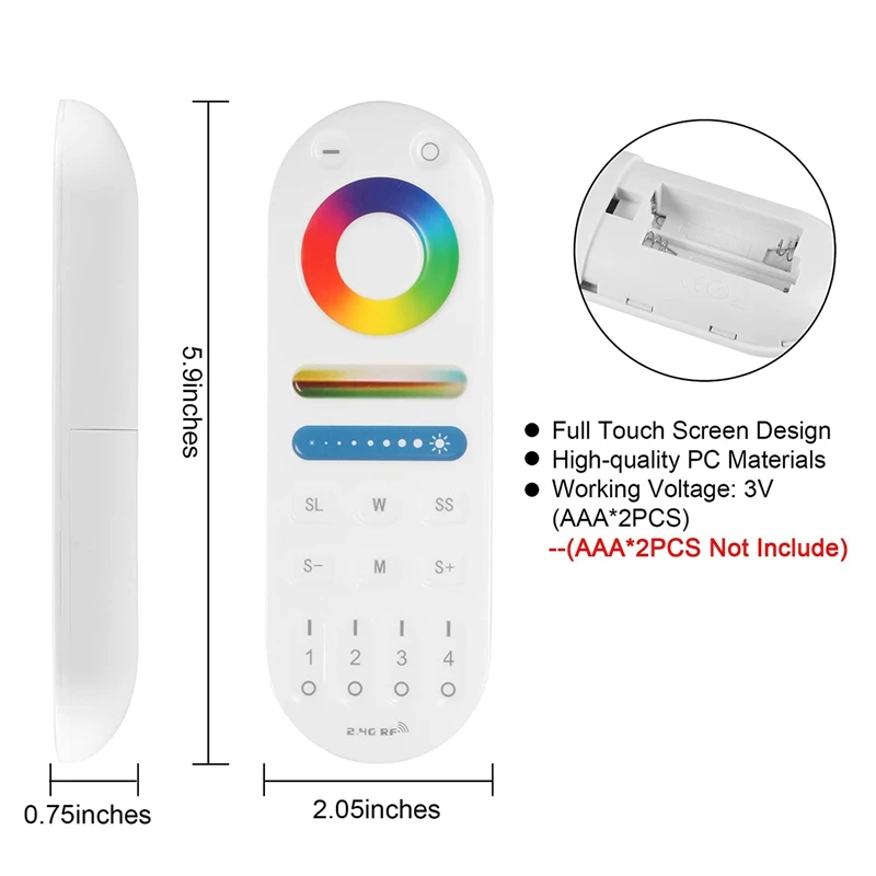 Zona 2.4g rf do controlo a distância lm091 4, compatível com rgbw cct rgb conduzido, escurecendo o controlador, 4 canais