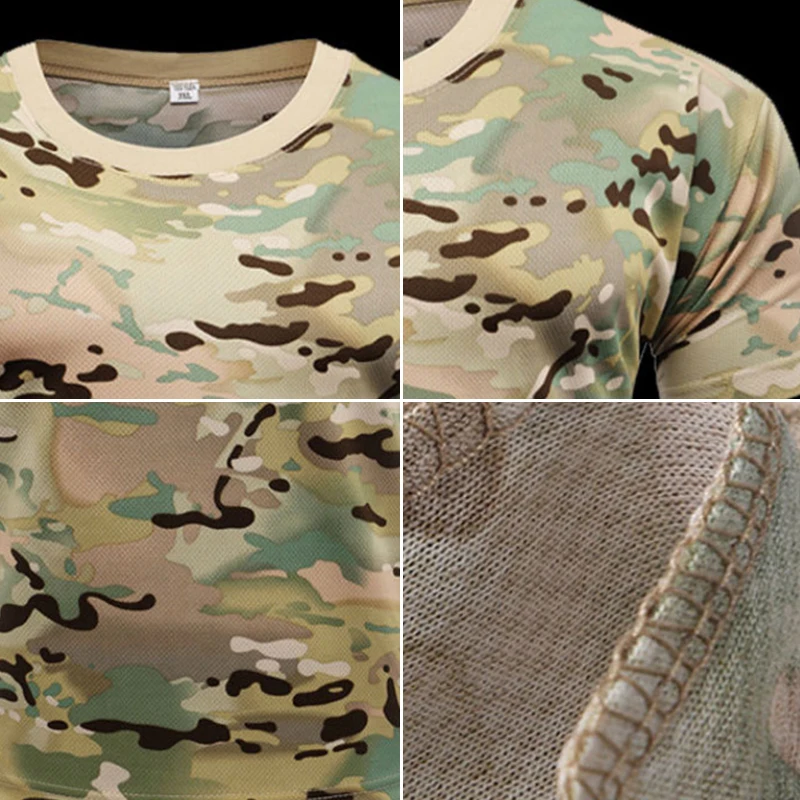 Men Casual Tactical T Shirts Short Sleeve Camouflage T-Shirt Quick Dry Outdoor Gym Top Tees Cargo T Shirt Male Clothing - Image 5