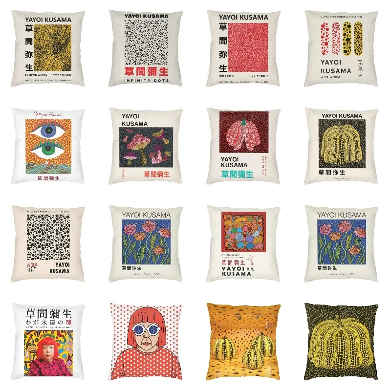 

Yayoi Kusama Pumpkin Art Cushion Cover Home Decorative Abstract Painting Throw Pillow Case for Living Room Sofa Pillowcase