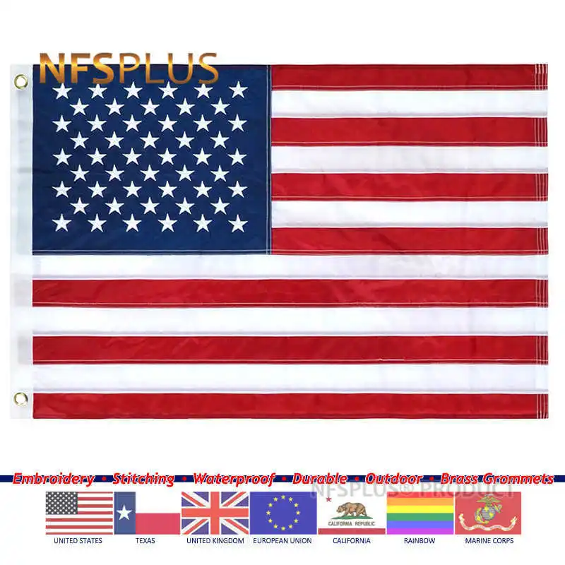 

Luxury Embroidered National Flag USA UK EU Texas LGBT Police USMC California Spain Europe British American Flags Banners Outdoor