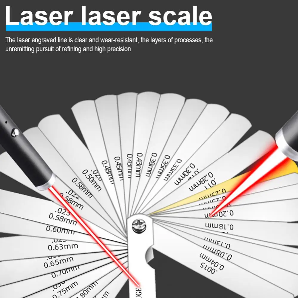 32 Blades Feeler Gauge Metric Gap Filler Gauge 0.04-0.88mm Stainless Steel High Precision Thickness Gauge Measurement Tool images - 6