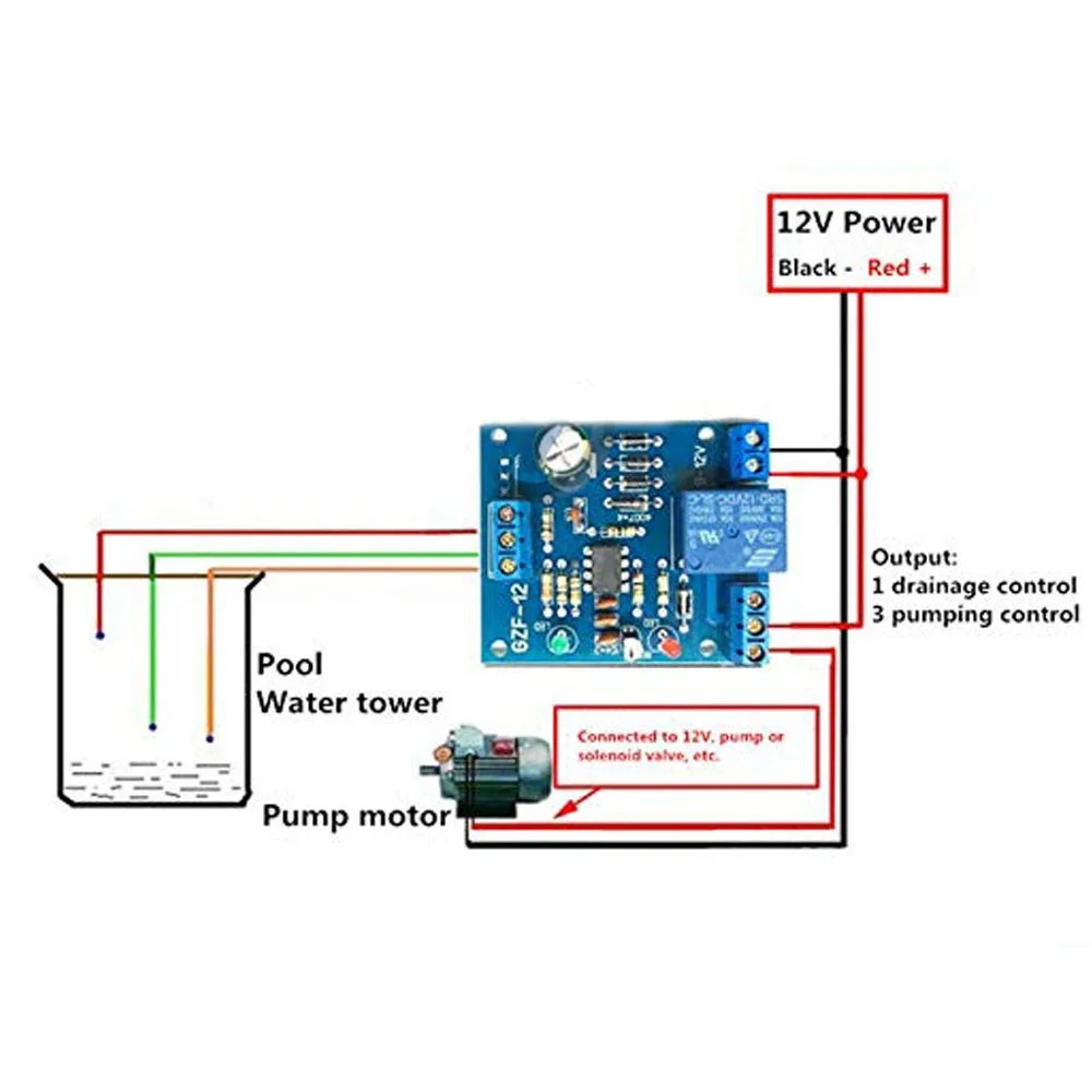9V-12V Liquid Water Level Controller Sensor Automatic Pumping Drainage Water Level Detection Short Protection Pump Control