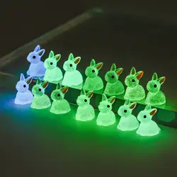 Cute Luminous Bunnies Microlandscape New Fairy Miniature Figurines Home Decor Gardening Mini Rabbit Ornaments