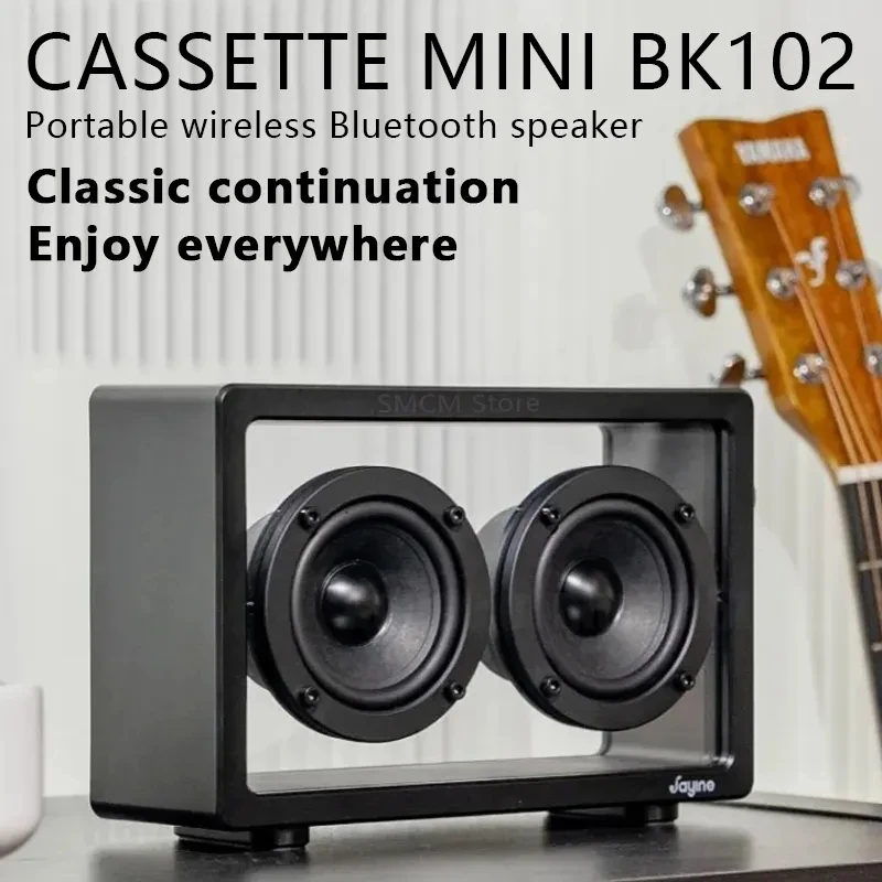 

Jayine Mini Transparent Bluetooth Speakers Retro Desktop Computer Subwoofer Wireless HI-FI Music 16W Super Bass Boom Box BK102