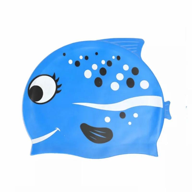 Children's Silicone Fish Cap Cartoon Boys Girls Swimming Training High Elastic Waterproof Cute Swimming Cap,Swim Cap for Kids