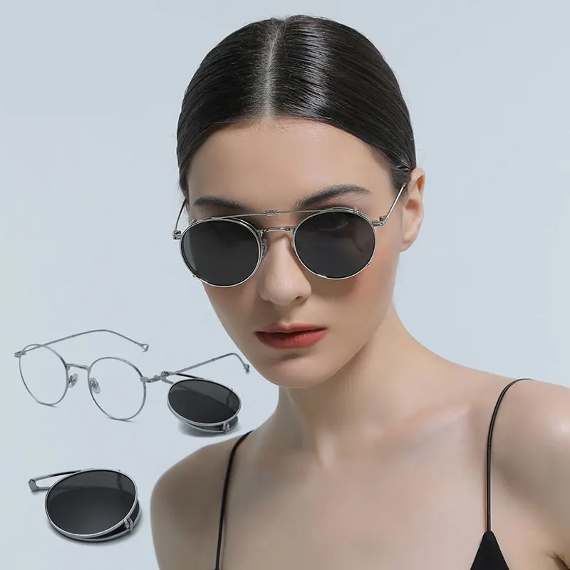 

mimiyou Polarized Round Sunglasses Women Retro Foldable Clip Sunglasses Men Pilot Fashion Glasses Brand UV400 Eyeglasses Shades