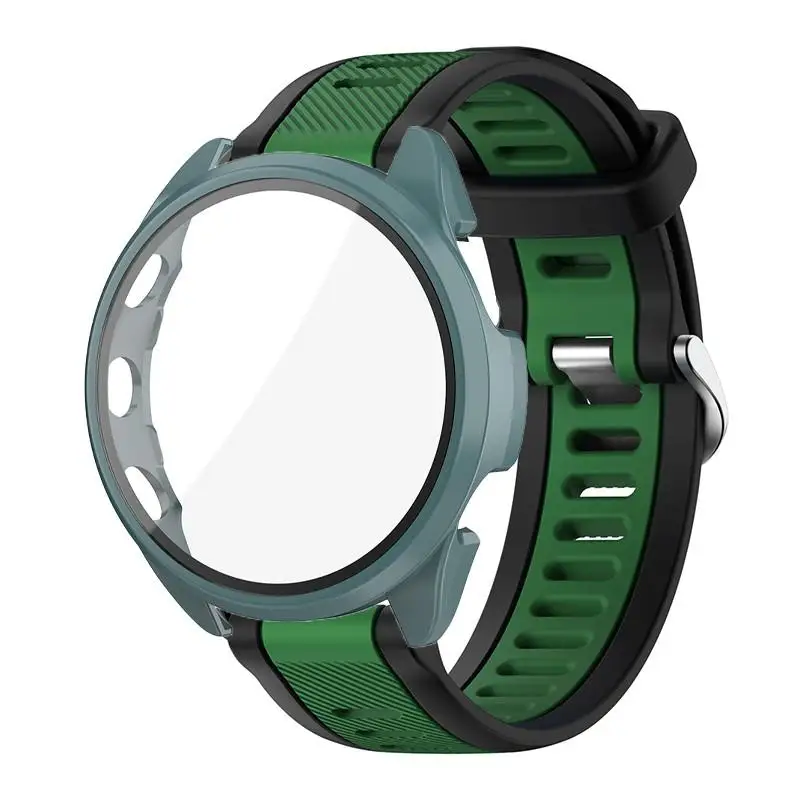 Premium Tempered Glass Case with Silicone Strap - Protective Cover and Replacement Band Accessories