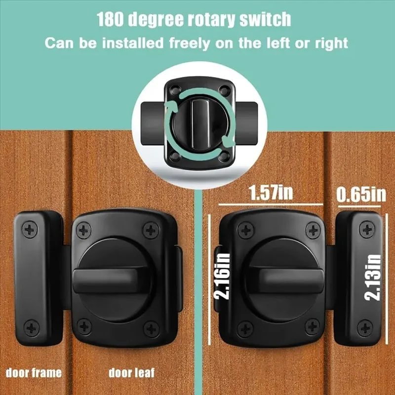 Gate Latch Slide Bolt Latches Lock, Safety Double Sided Gate Hardware