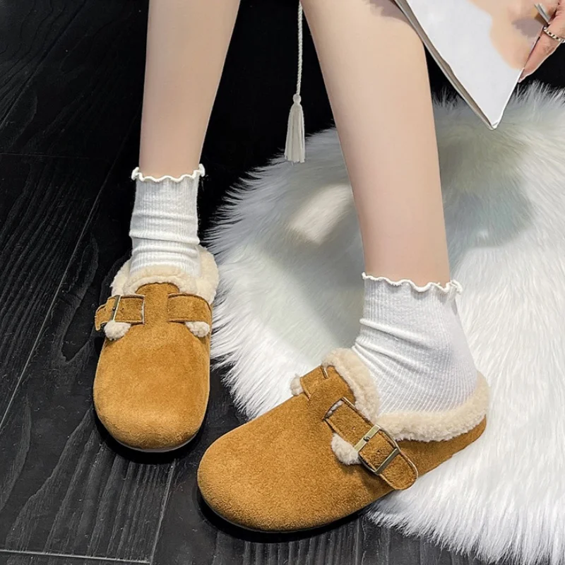 With Round Toe Anti Slip Warm and Casual Cotton Slippers for Women in Winter Fashionable New Elegant Flat Cotton Slippers