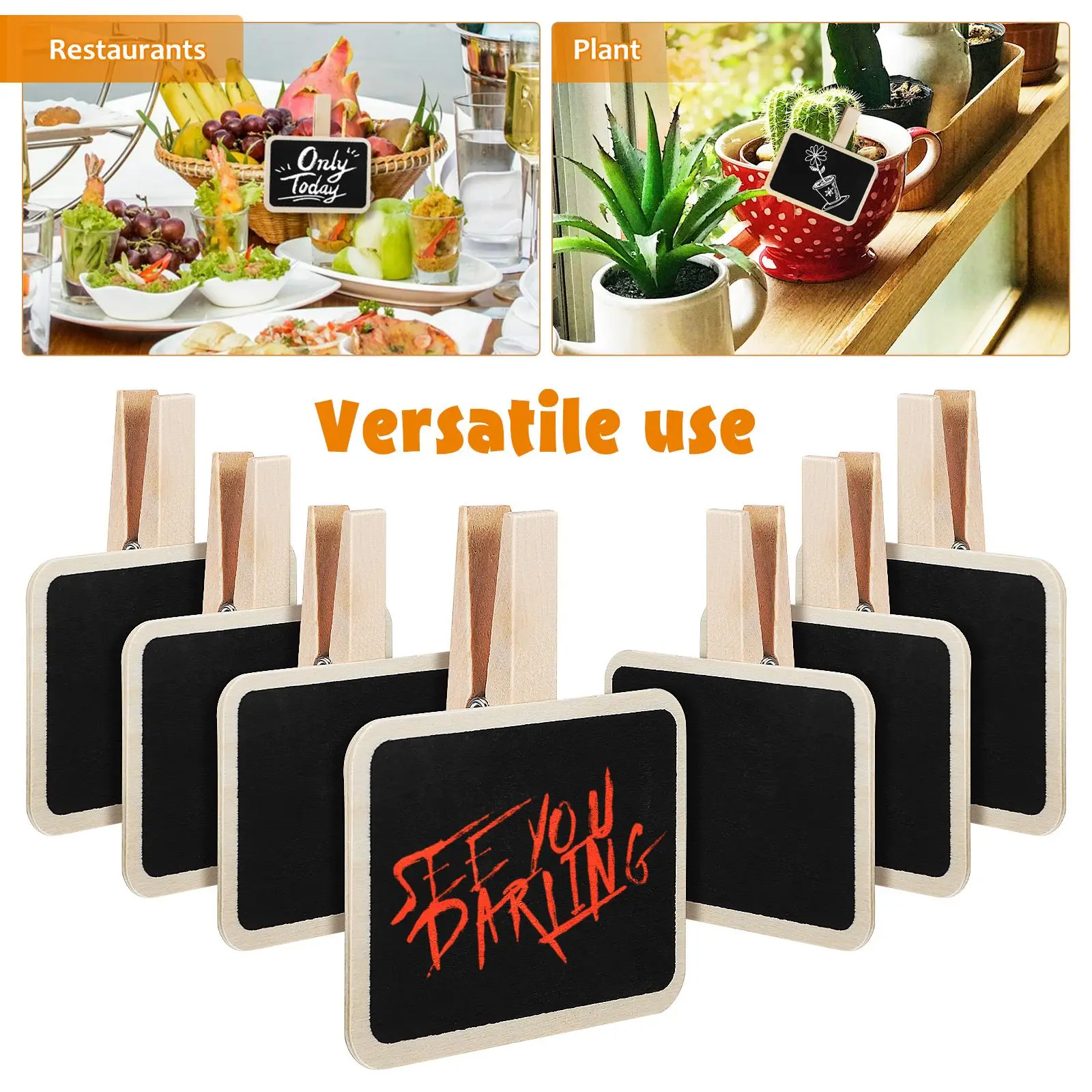 20 Pcs Small Blackboard Clip Mini Chalkboard Signs Food Wooden Photo Clips Labels Party Merchandise Tags For Party et NEW