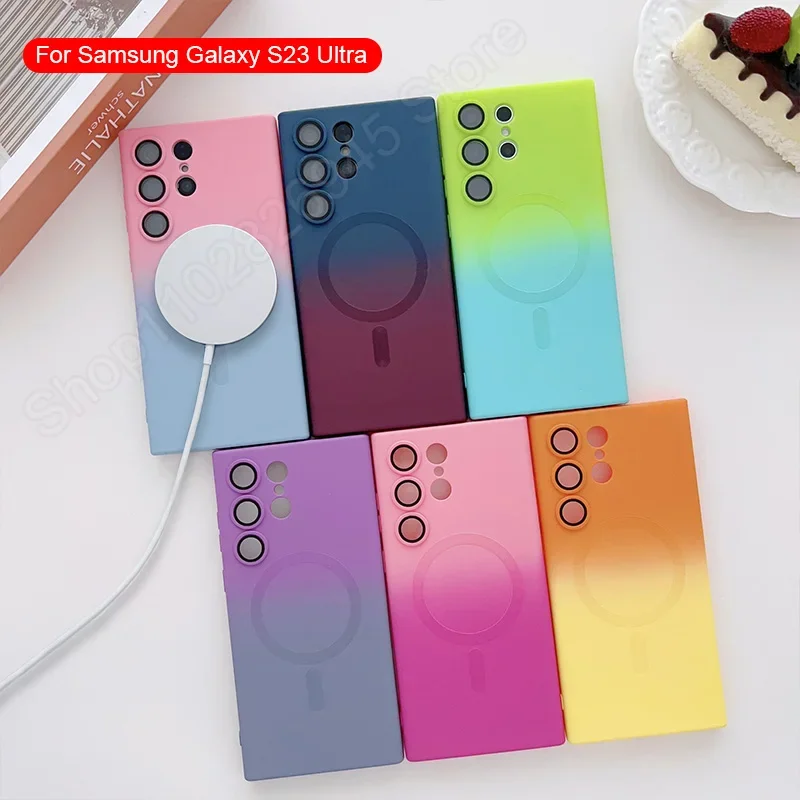 Gradient Color Silicone Shockproof Phone Case with Lens Film