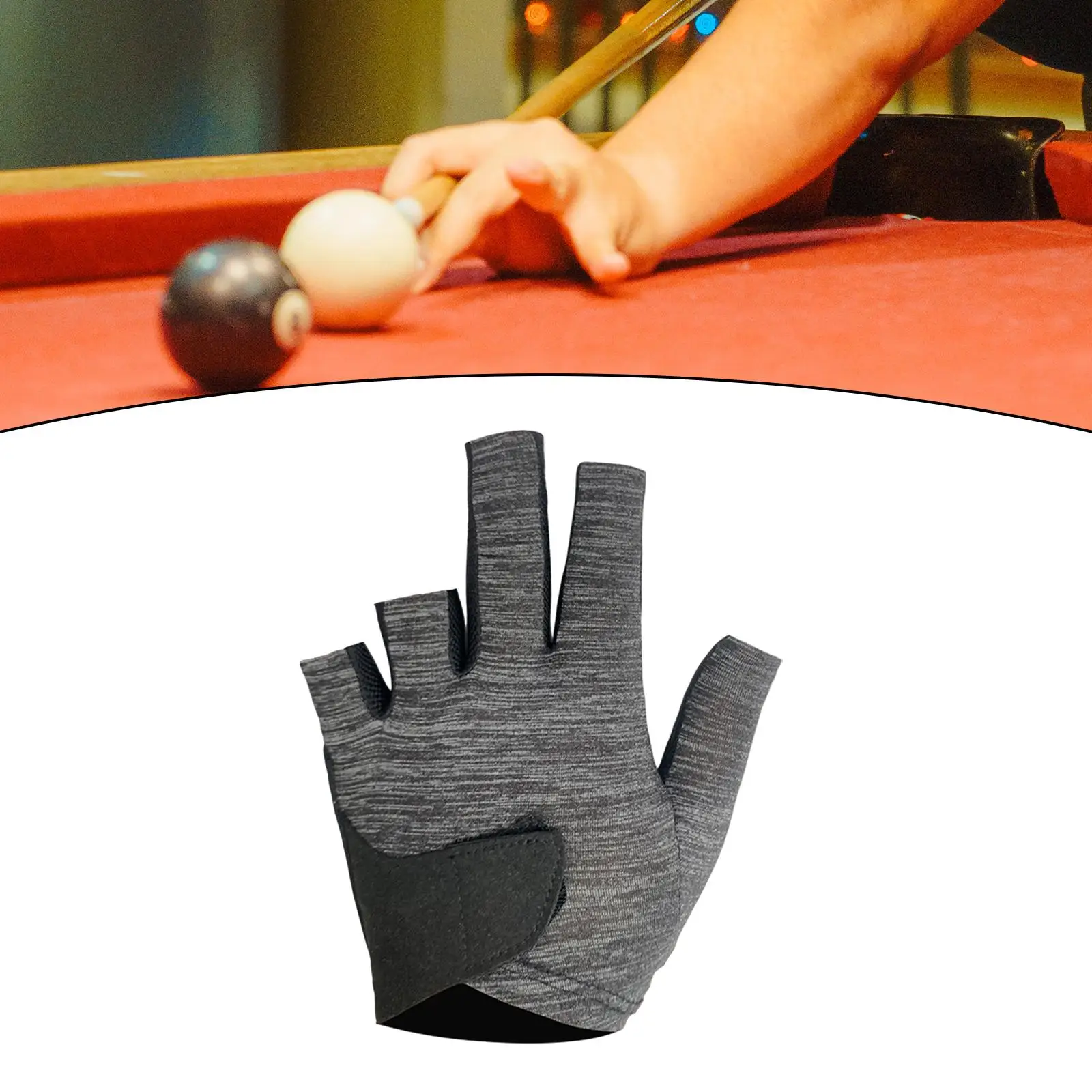 Cue Separate Finger Gloves Left Hand Indoor Game Elastic Nonslip Wear Resistant Adjustable Wrist Adults Durable Pool Cue Gloves