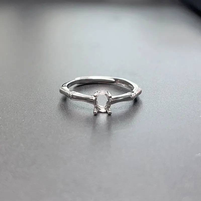 

Simple Silver Gemstone Ring Setting with 3 Layers 18K Gold Plating 4mm*5mm Gemstone Setting for Jewelry DIY