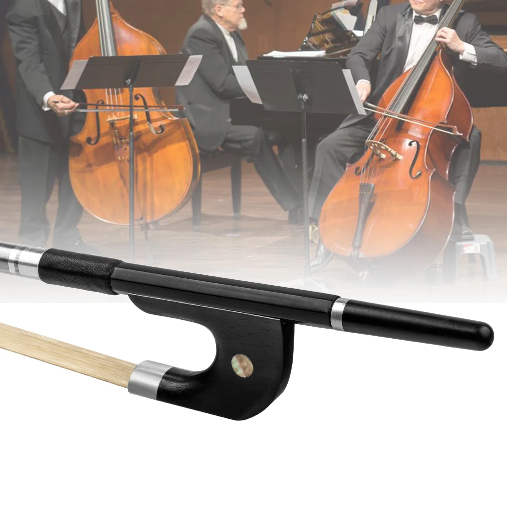 

German Style 4/4-1/8 Size Double Bass Bow Carbon Fiber Stick AAA Grade White Horsehair Ebony Frog Paris Eye Inlay Bow