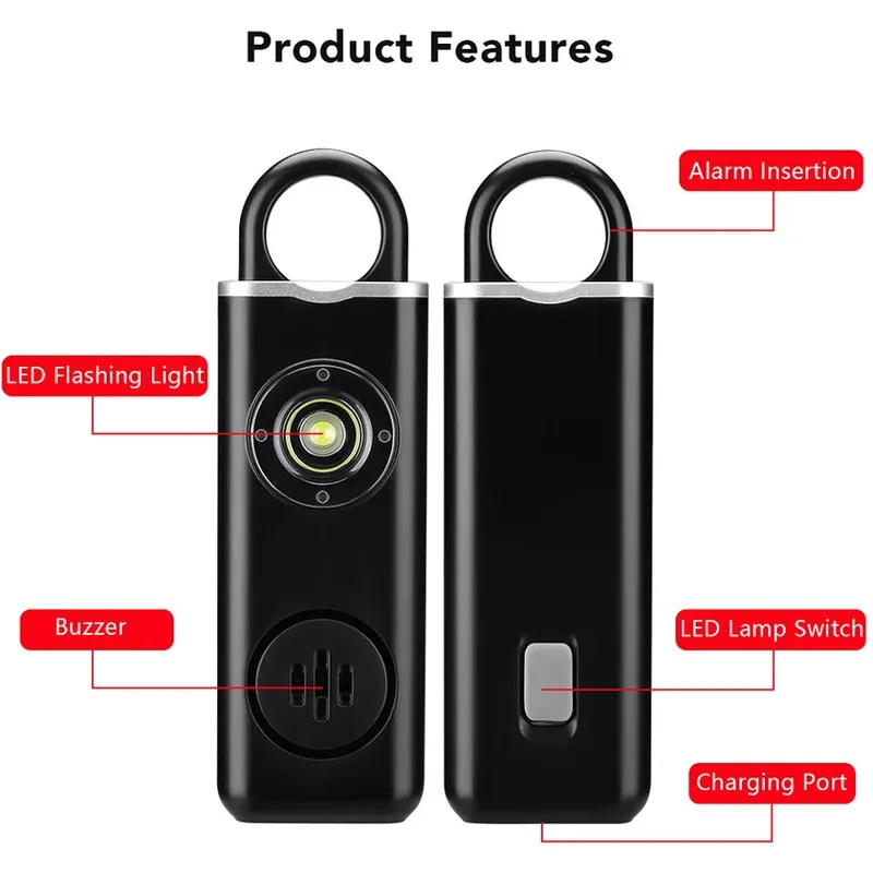130db Self Defense Alarm Women Kids Personal Security Anti-wolf Alert Keychain Woman Self Defense Electronic Device Flashlight