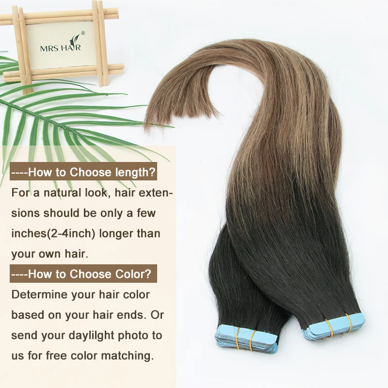 T1BP4-18 Tape In Extensions Human Hair Brown Blonde Color Highlights Tape ins 20inch 50grams 20pcs/pack