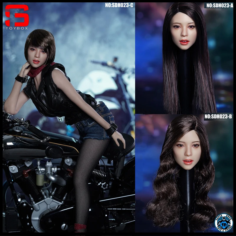 

SUPER DUCK SDH023 1/6 Asian Female Opening Mouth Head Sculpt Carving Model Fit 12'' TBL Soldier Suntan Action Figure Body Gift