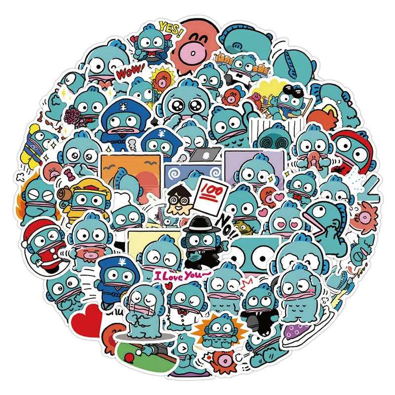 

60PCS Hangyodon Cute Children's Stickers for Car Speaker Luggage Phone Tablet iPad Guitar Waterproof Stationery Sticker Toy Gift