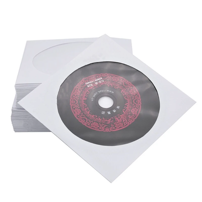 Disc Paper Envelopes with Transparent Flap 100Pcs/Pack 8/12cm Blu-ray DVD Disc Cover Protective Sleeves Storage Case Anti-static record protective sleeves