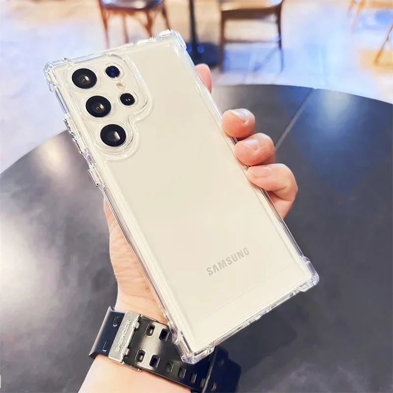 Custodia Per Telefono Nera Antiurto Trasparente Di Lusso Per Samsung S22 S23 Plus S23 Fe S24 Ultra Z Flip 5 4 3 Cover Morbida In Tpu Trasparente