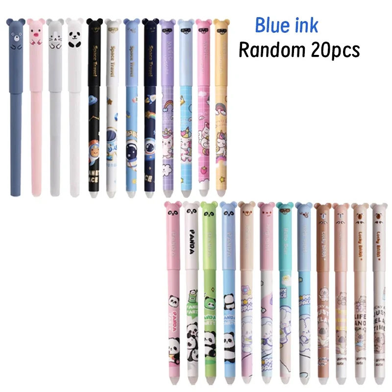 Cartoon Blue Ink Erasable Pen 8/20 Pcs Astronaut Panda Rabbit 0.5mm Neutral Pen Writing Tool Sign School Supplies