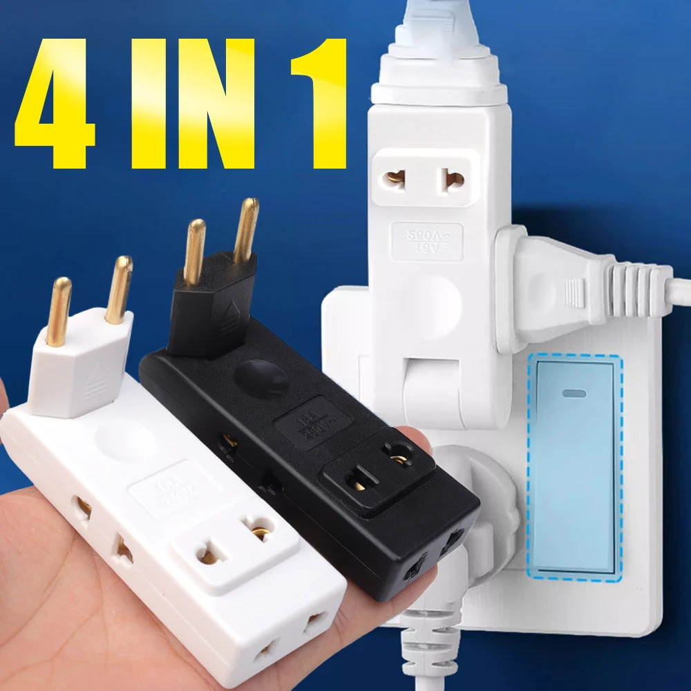 EU plug adapter eu socket converter plug converter power plug adapter Plug Outlet Swivel Electrical Socket Wall Adapter 180&deg; Rotatable 4 Plugs For Home Office Travel