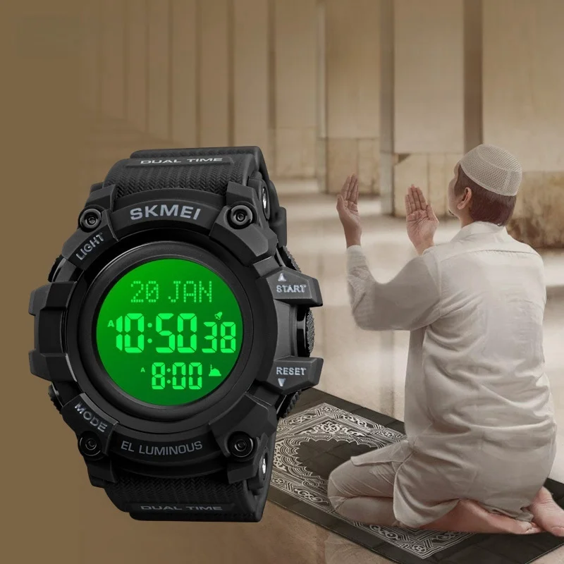 

Muslim compass pilgrimage watch prayer reminder Mecca Kaaba direction indication azan watch alarm clock