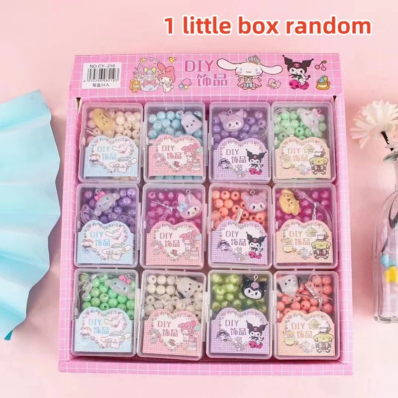 

24 шт. Новинка Sanrio Kuromi Melody милая девочка Diy браслет Подвеска пластиковые бусины искусственный магазин оптом