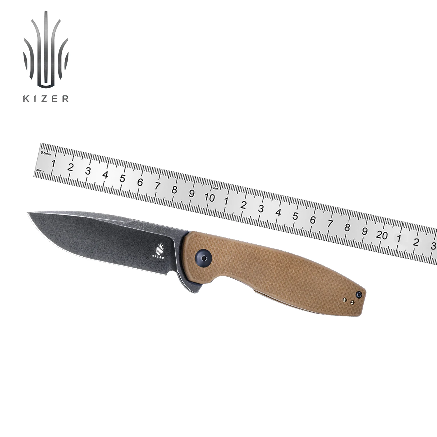 Kizer Knife Survival The Swedge L4001A1 2023 New Brown G10 Handle with 9Cr18MoV Steel Blade