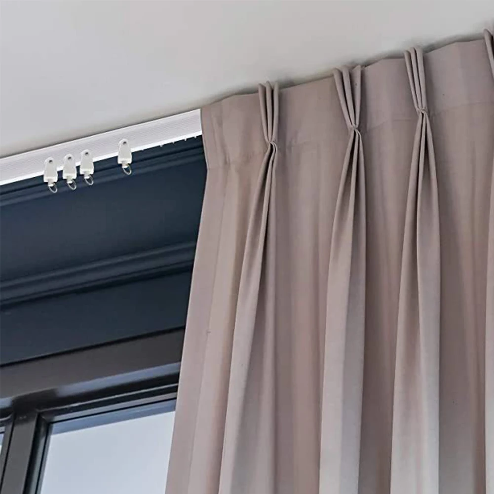 Kit de riel de cortina plegable, riel de cortina flexible 3M con 30 ganchos  para la ventana de la habitación de la casa Baño Oficina