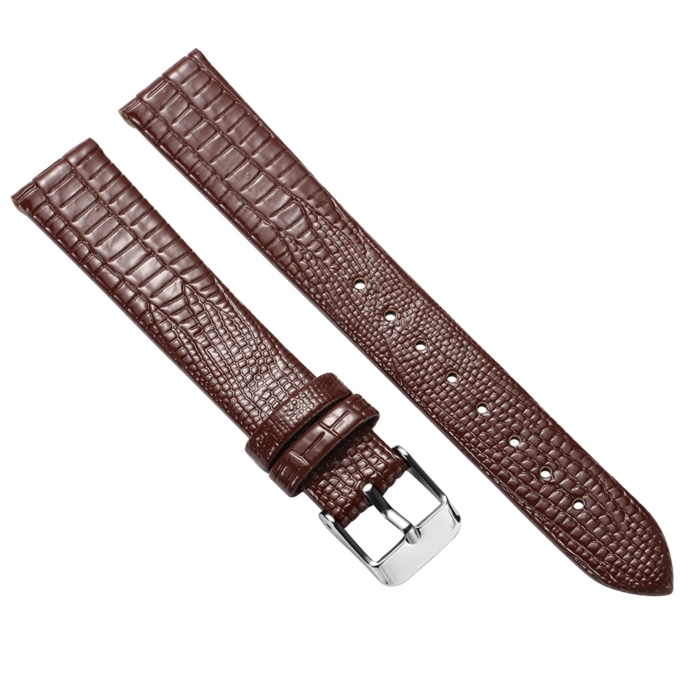 Elegant Universal Leather Watch Strap - Soft Wrist Band with Steel Buckle