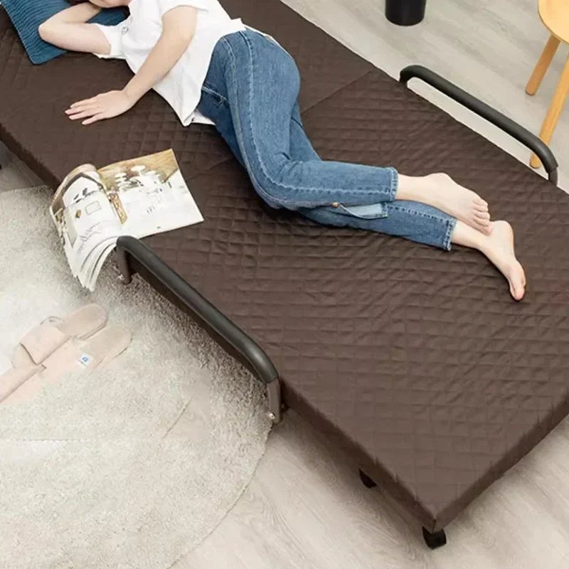 Modern Single Folding Bed Luxury Girls Metal Design Beauty Bed Space Saving Safe Portable Camping Cama Office Furniture