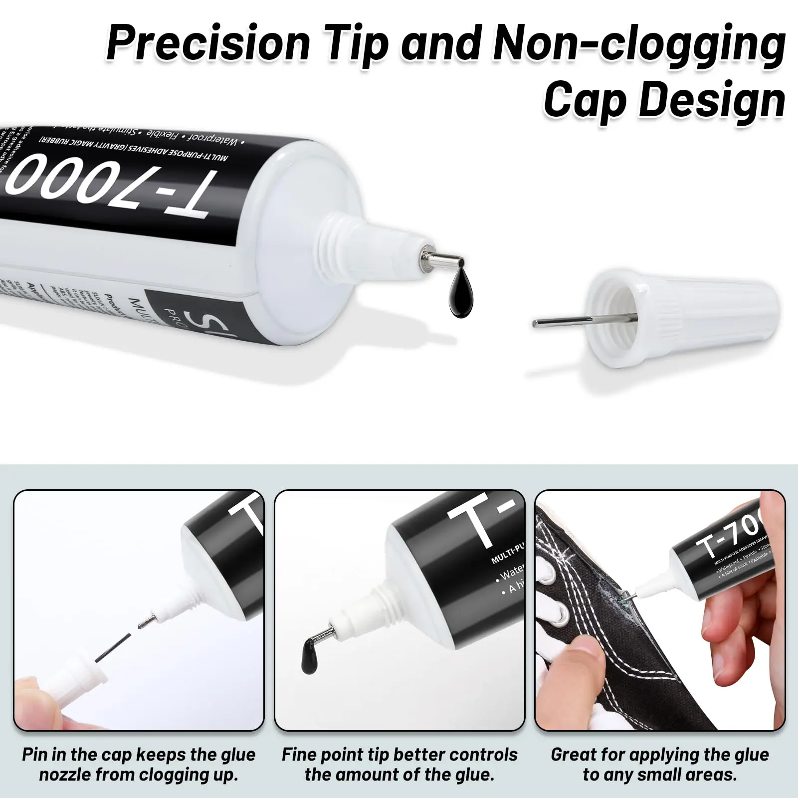 Versatile Clear & Black Waterproof Craft Adhesive