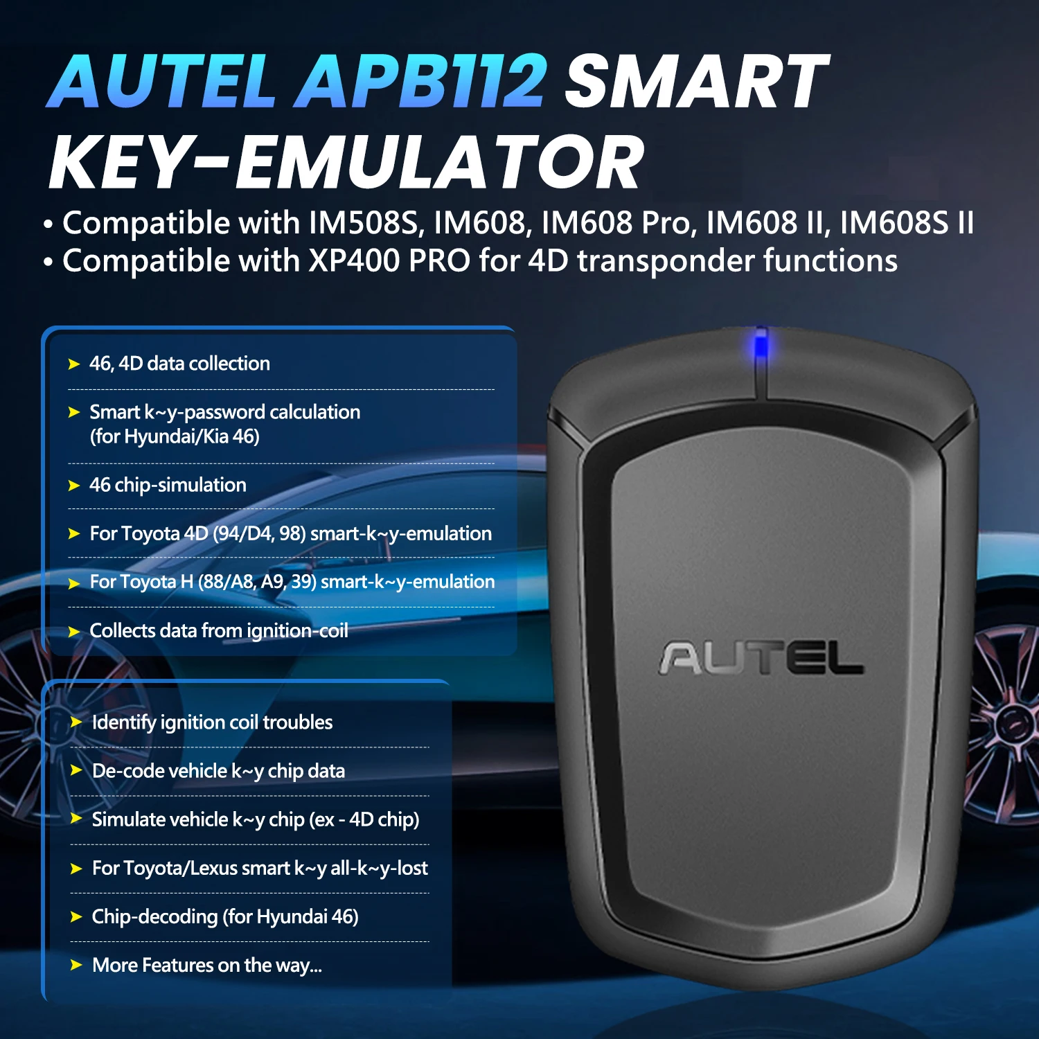Autel MaxiIM Parts XP400PRO Key Programmer, IMKPA Kit, GBOX3, APB112, Toyota 8A Adapter Used with IMMO Scanner IM608 IM508