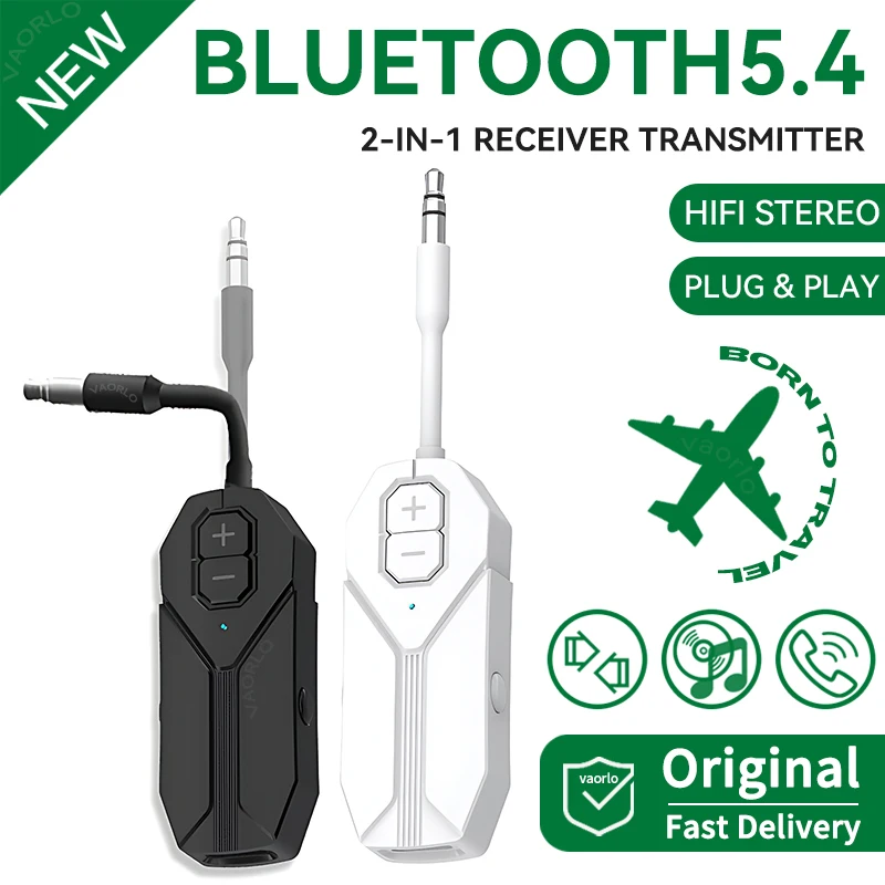 M28 Bluetooth 5.4 Audio Receiver Transmitter With Mic Hifi Music 3.5MM AUX 2 in 1 Wireless Adapter For Car TV PC Airplane Travel